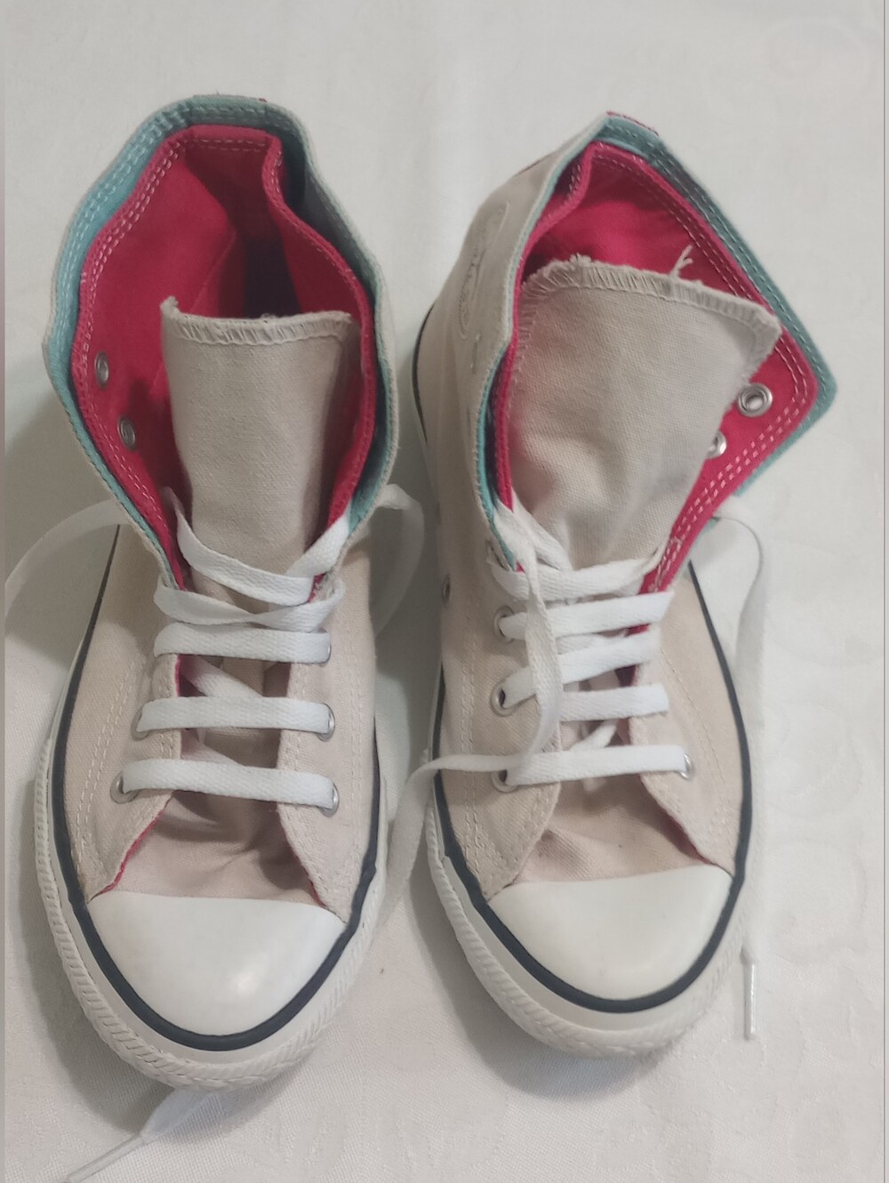 Converse Kids High Top Sneakers - Off-Cream with Navy Star